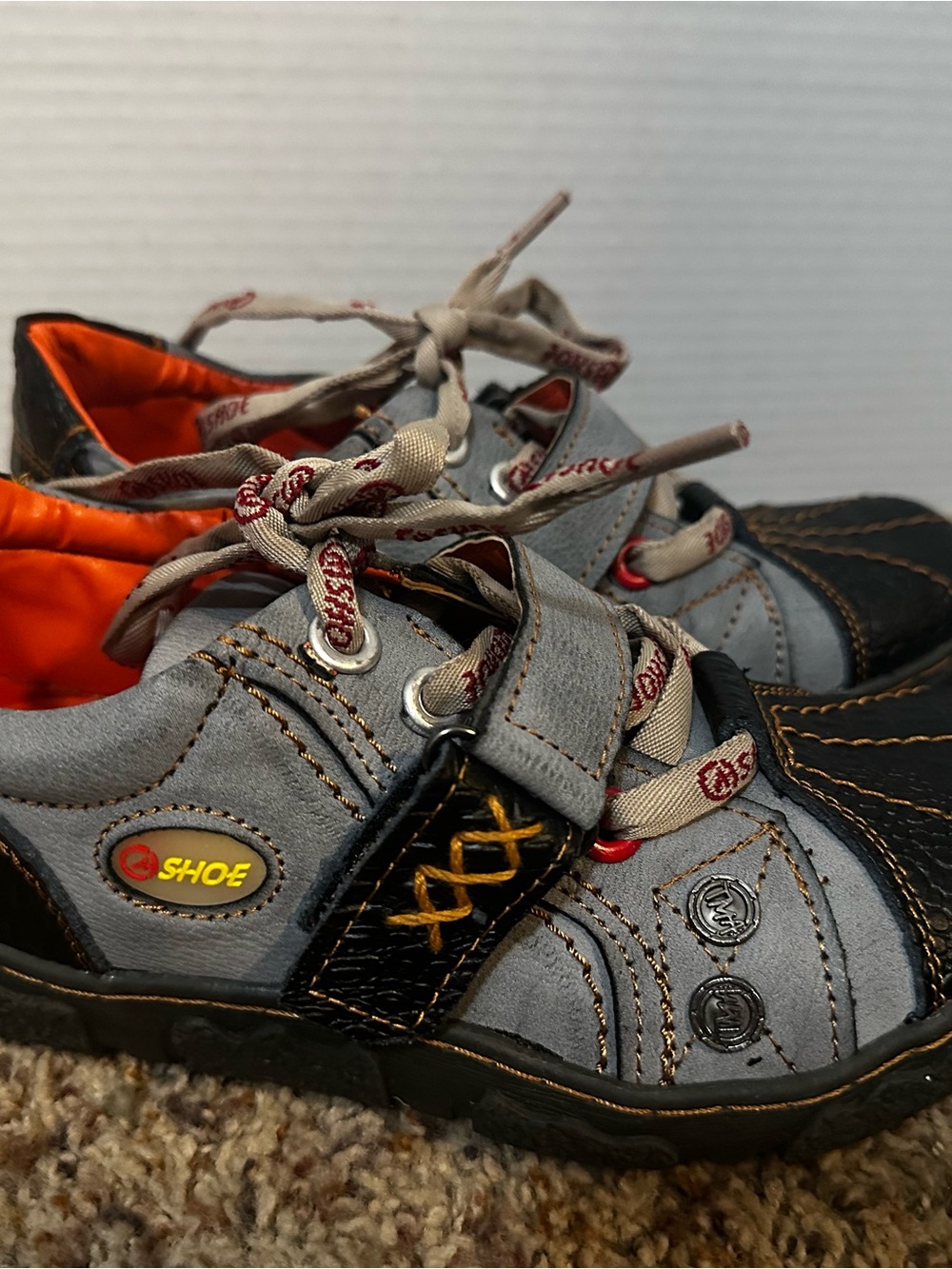 Women’s TMA eyes Gray and Black Lace-Up Sneakers with Orange Lining